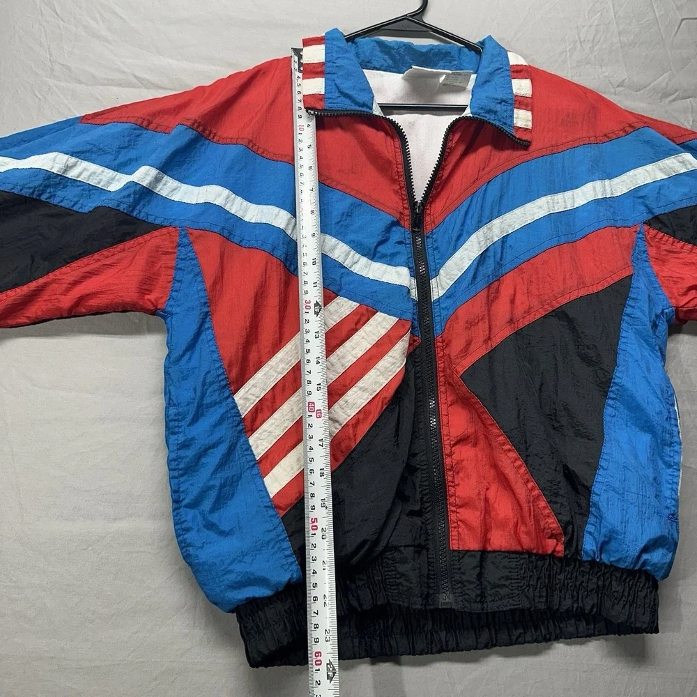 Vintage Windbreaker Jacket Kids Size 14 Multi-Colored 90s Color Block Full Zip